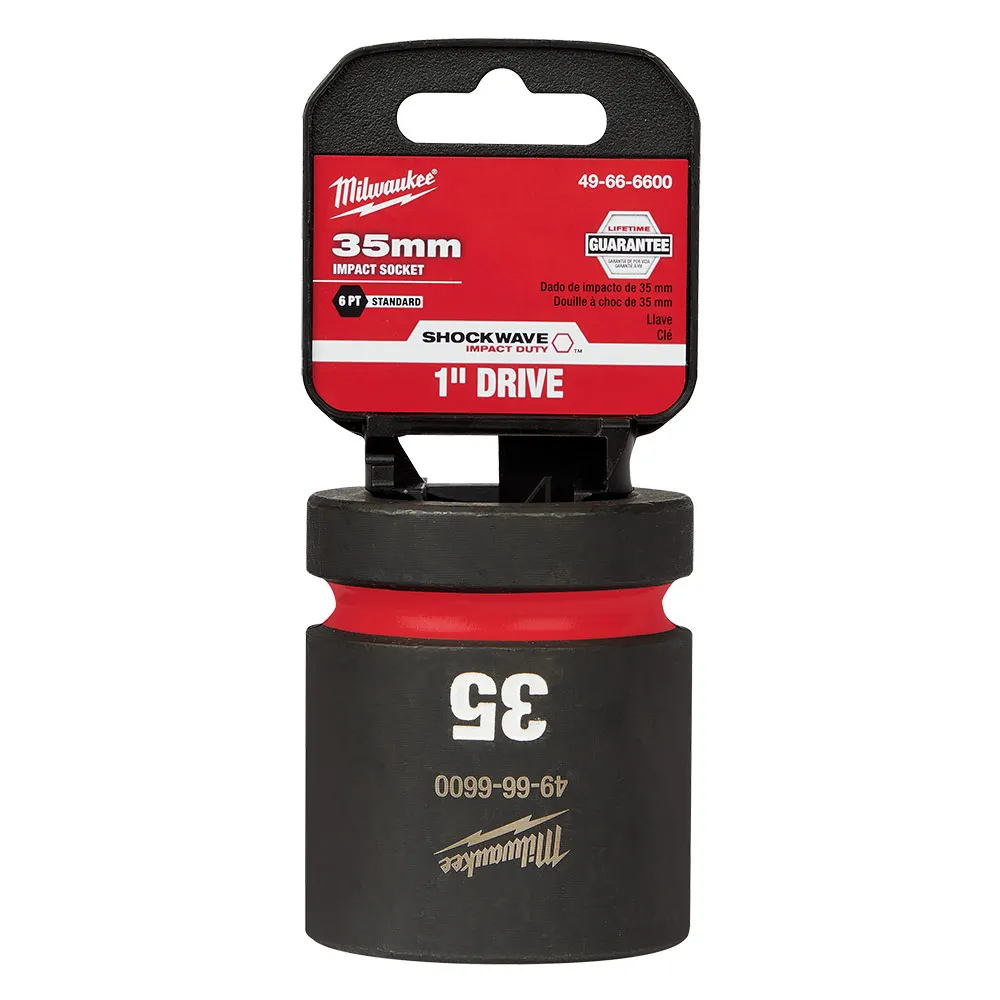 MILWAUKEE SHOCKWAVE 1inch Drive 35mm Standard 6 Point Impact Socket 49666600