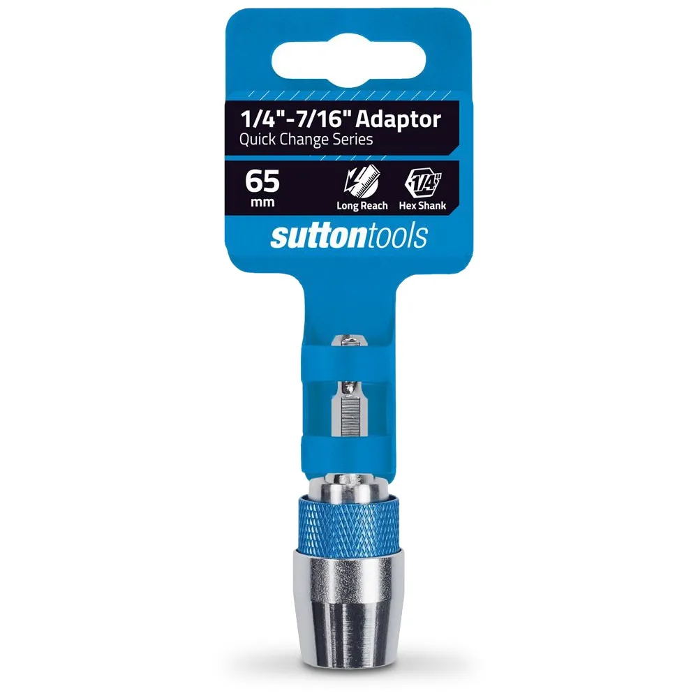 SUTTON 65mm 1/4-Hex to 7/16-Hex Quick-Change Adaptor/Extension Bit