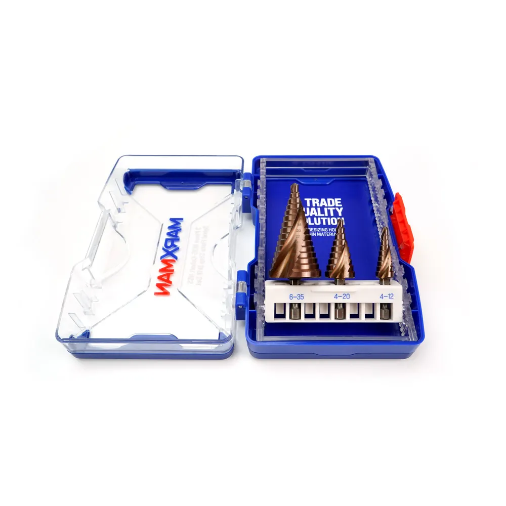 MARXMAN 4-12/4-20/6-35mm HSS COBALT Spiral Flute Step Drill Set - 3 Piece MSDSPCOSET3PC