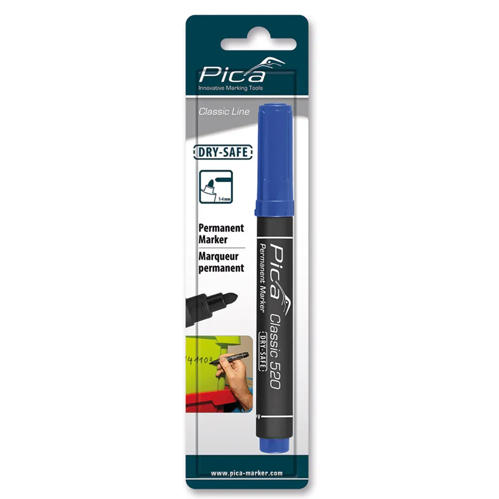 PICA Classic Permanent Marker Bullet Tip BLUE Blister Hang Sell 52041SB