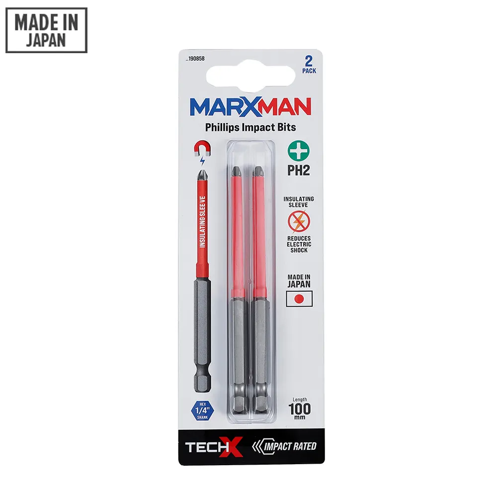 MARXMAN TECHX PH2x100mm Phillips Power Screwdriver Bit - 2 Piece MSDBJTP21002PC