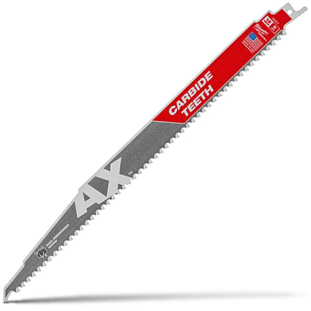 MILWAUKEE 300mm 5TPI TCT Reciprocating Saw Blade for Wood/Nail Demolition - THE AX 48005227
