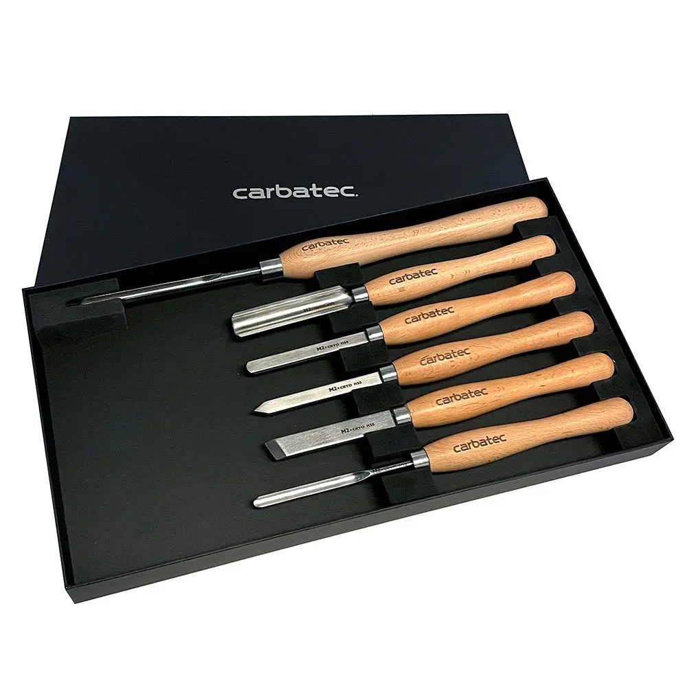 CARBATEC 6 Piece Cryogenic M2 HSS Medium Woodturning Chisel Set CT-WTC-6S-CRYO