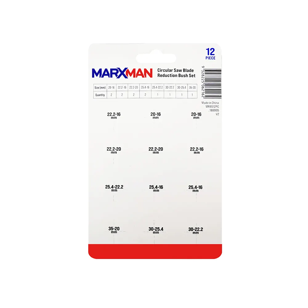 MARXMAN Circular Saw Blade Reduction Bush Set - 12 Piece MRBS12PC