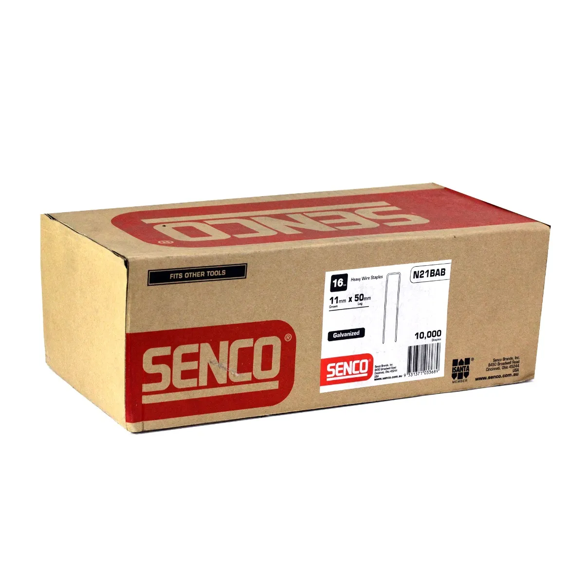 SENCO N Series Staples Electro Galvanised - 50mm Box of 10000 N21BAB