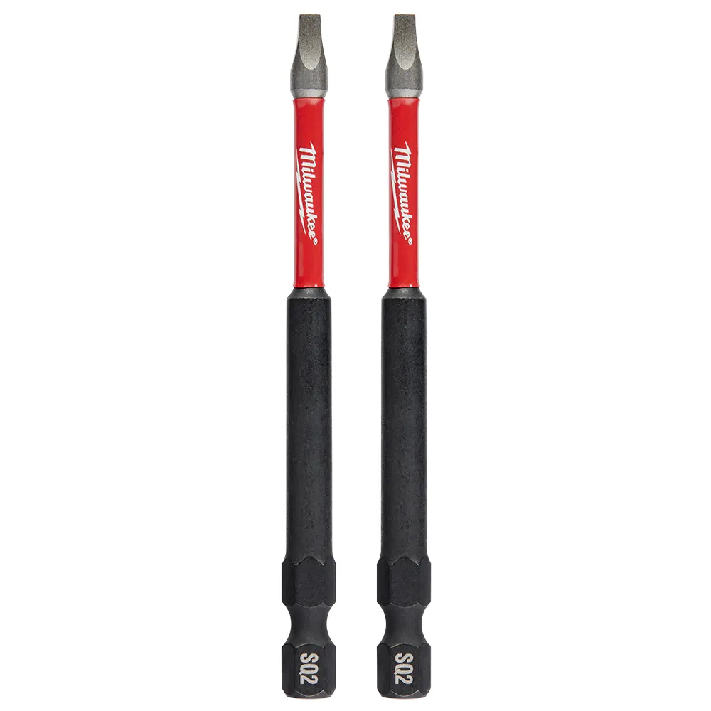 MILWAUKEE SHOCKWAVE Power 89mm (3-1/2") Square Recess #2 Screwdriver Bit - 2 Piece 48324672