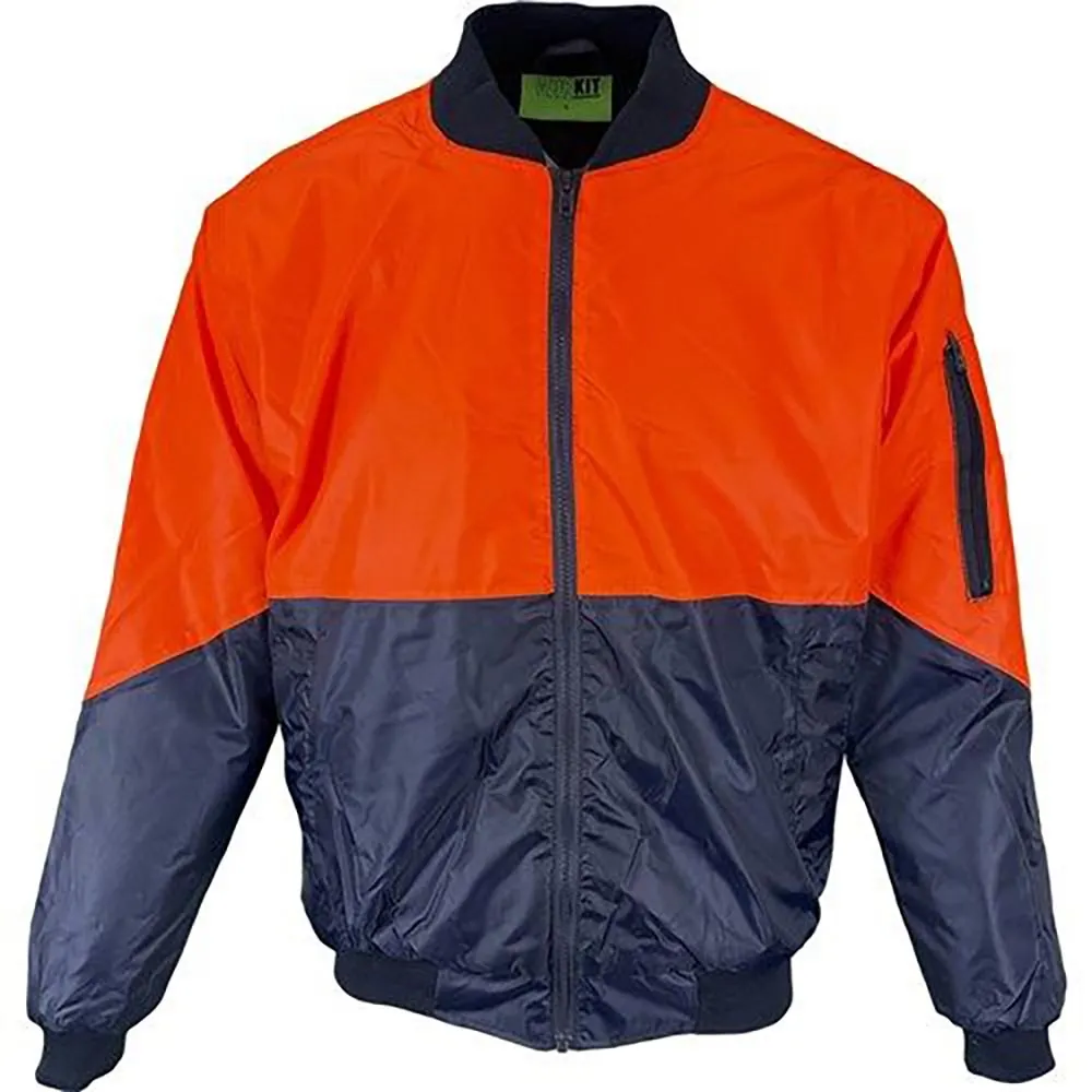 WORKIT Hi Vis 2 Tone Wet Weather Bomber Jacket Orange/Navy 3009ONS