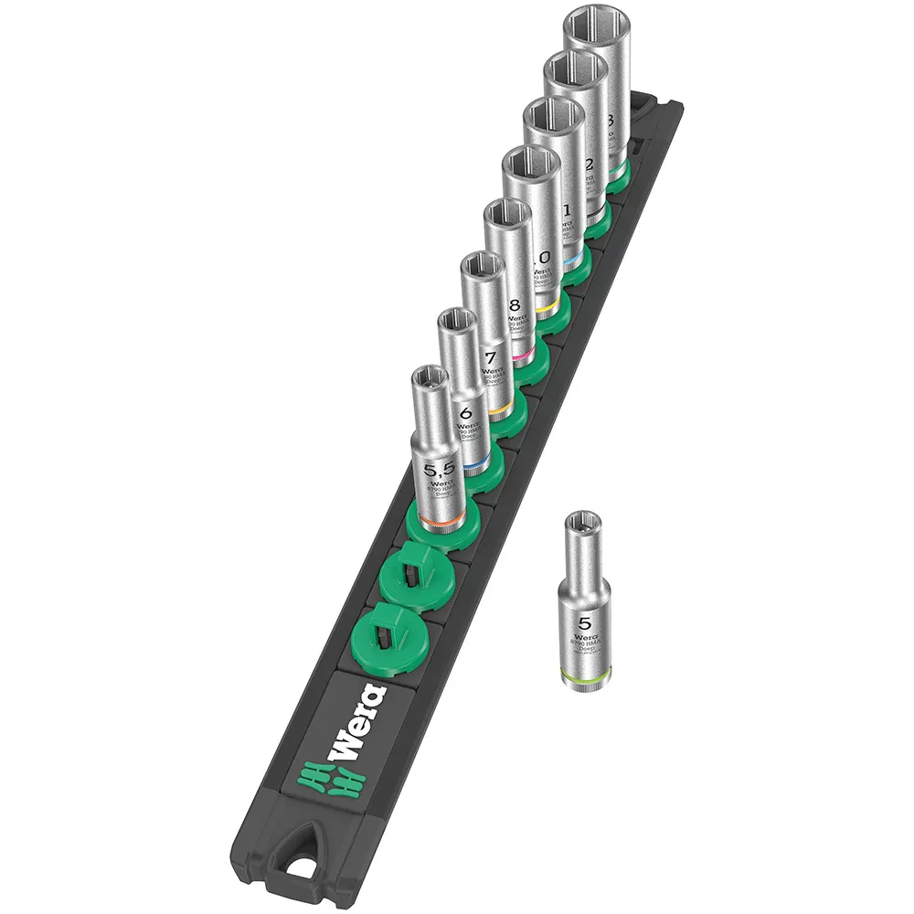 WERA 1/4 Drive Deep Magnetic Socket Rail WER005410