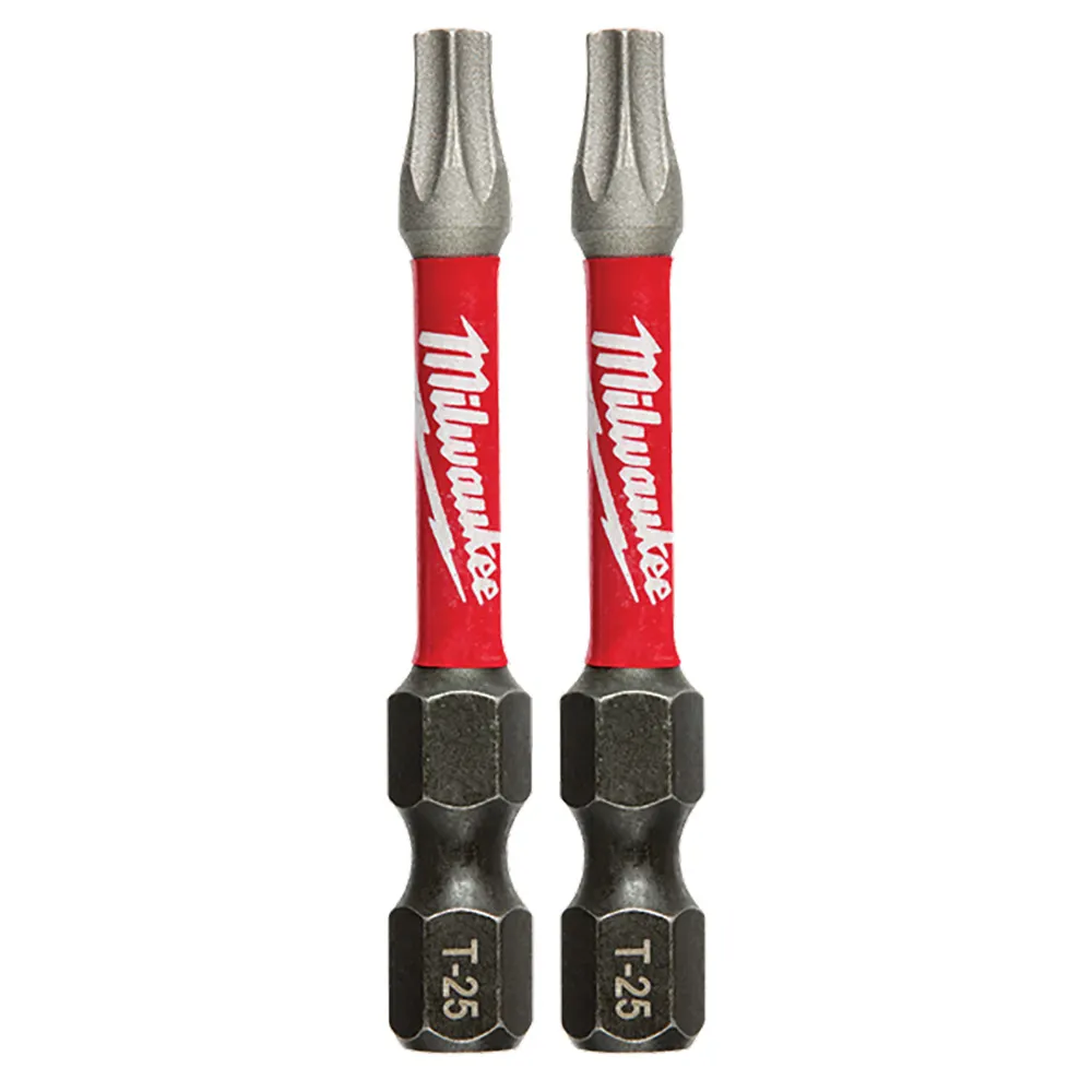 MILWAUKEE T25 x 50mm Torx Insert Screwdriver Bit - SHOCKWAVE - 2 Piece 48324985