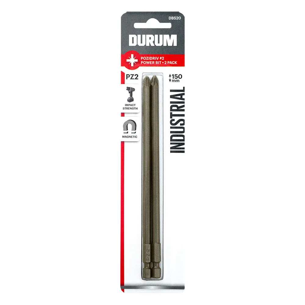 DURUM Pz2x150mm Pozidrive Power Screwdriver Bit - 2 Piece DB520