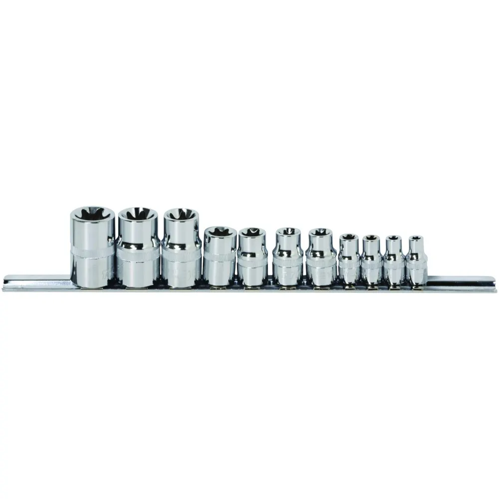 TTI 11 Pieces 1/4Inch 3/8Inch E-Torx Socket Rail Set ES11143812