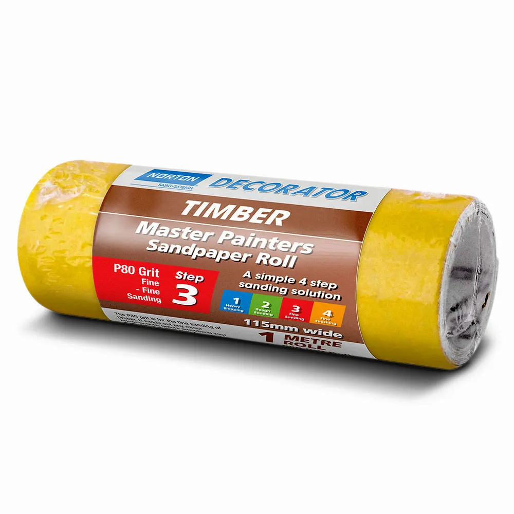 NORTON 115mm x 1m 80-Grit Sanding Roll for Wood - DECORATOR