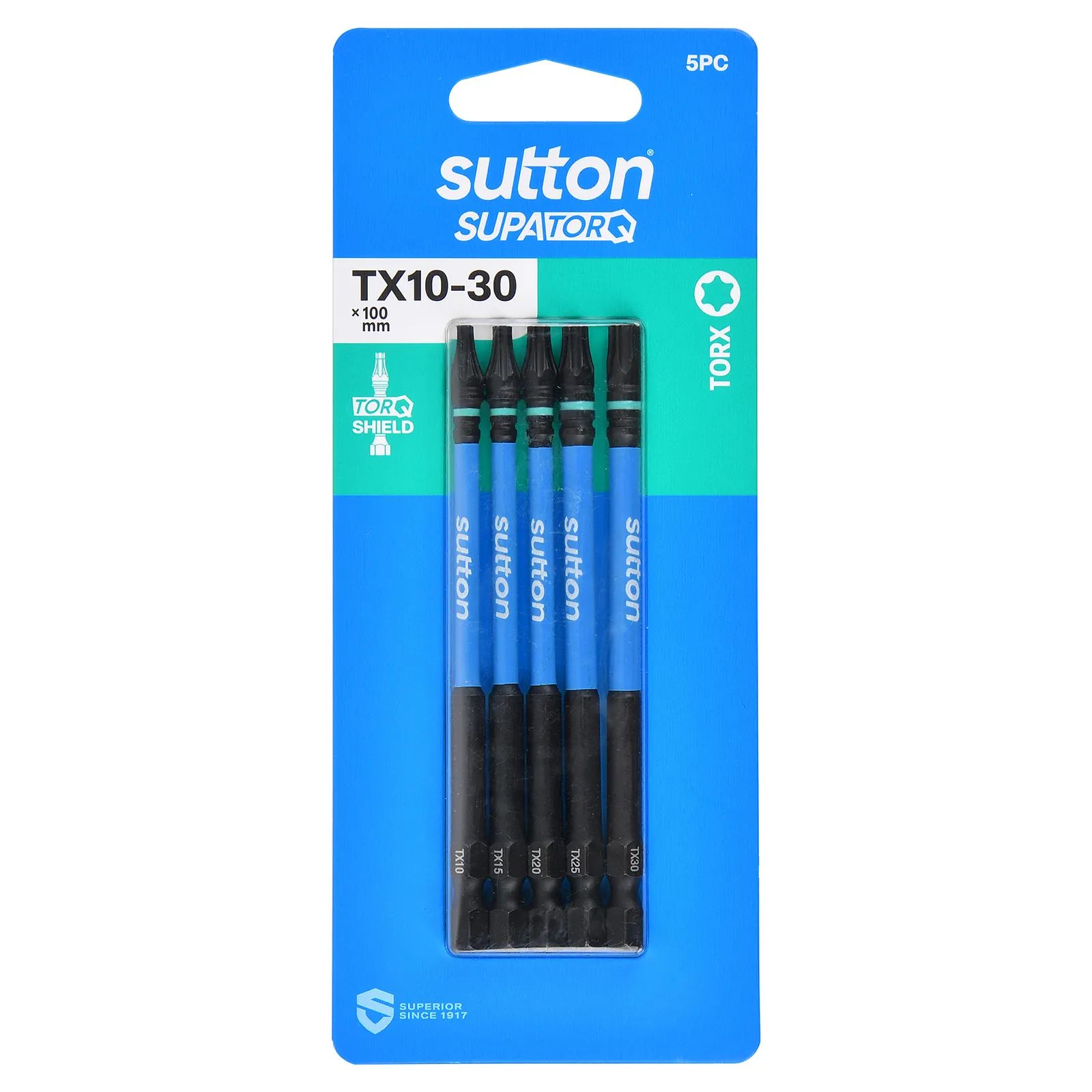 SUTTON SUPATORQ TX10-TX30X100mm Torx Screwdriver Bit Set - 5 Piece S212S05E30