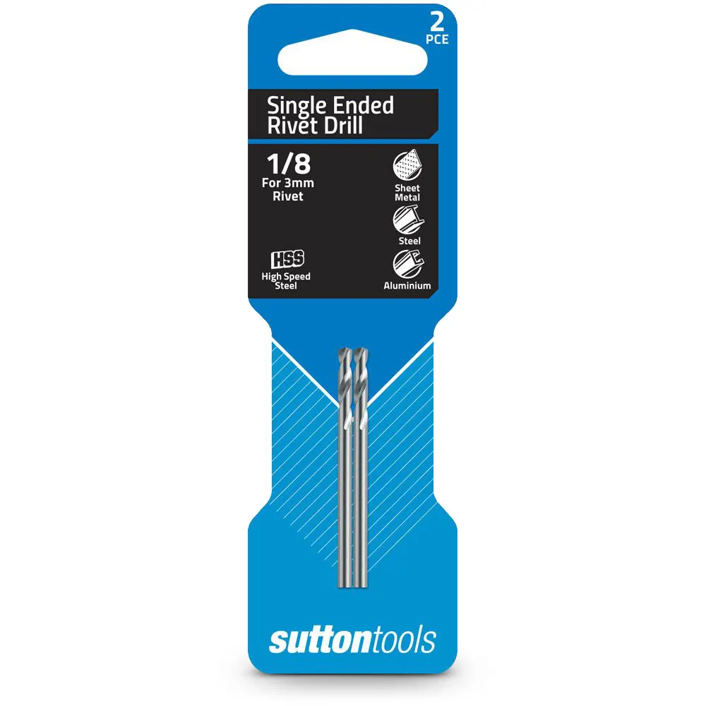 SUTTON 1/8inch x 54mm HSS Panel Drill Bit - SHORTIE - 2 Piece D1310318