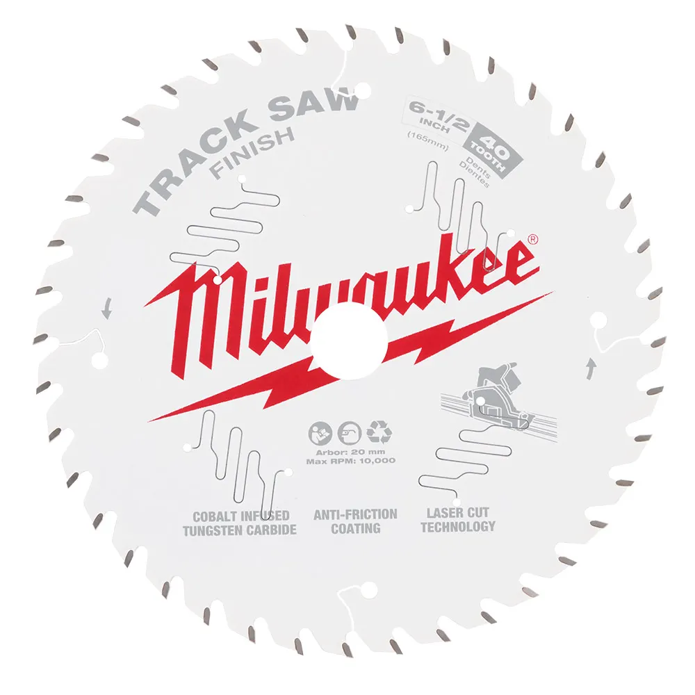 MILWAUKEE 165mm 40T Finish TCT Track Saw Blade for Wood Cutting 48400625