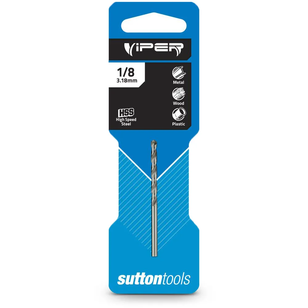 SUTTON 1/8inch x 70mm HSS-Bright Jobber Drill Bit - VIPER D1050318