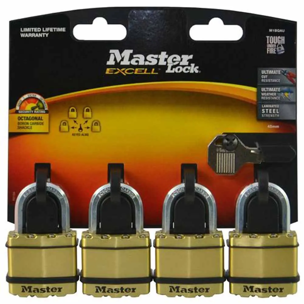 MASTER LOCK 45mm Excell Laminated Padlock - 4 Pack M1BQAU