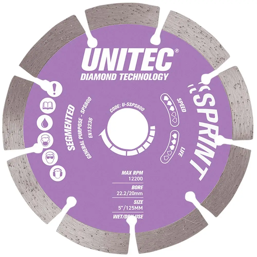 UNITEC 125mm Segmented Diamond Blade For General Purpose Cutting - SPRINT U-5SPS800