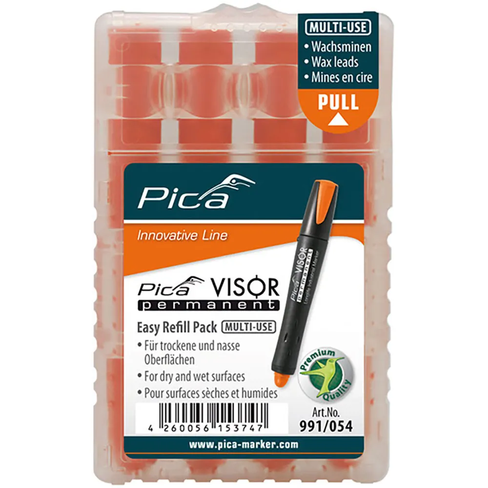 PICA Visor Crayon Marker Refill Set  - 4 Fluo Orange 991054