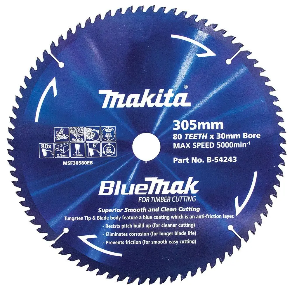 MAKITA 305mm 80T TCT Circular Saw Blade for Wood Cutting - Mitre Saws - BLUEMAK B-54243