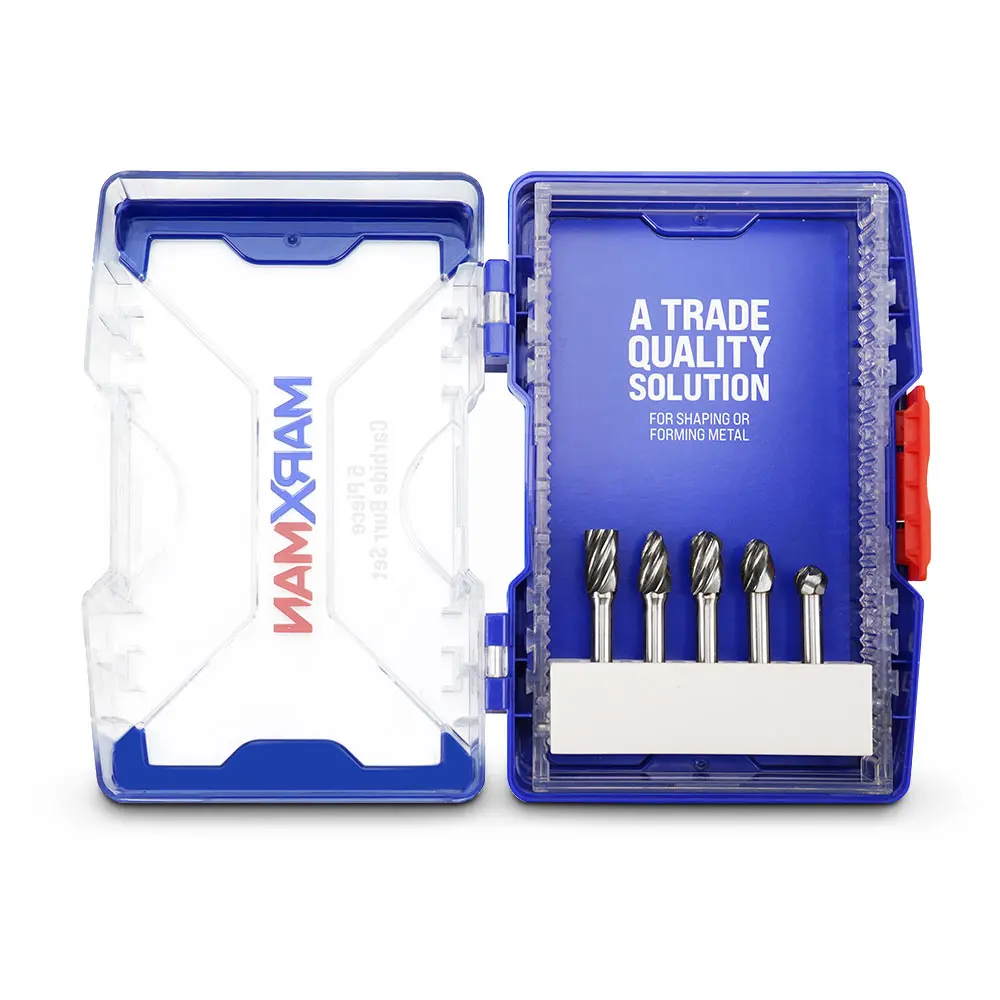 MARXMAN 1/4-SH A-Cut Aluminium Carbide Burr TC Bit Set - 5 Piece MCBSA5PC