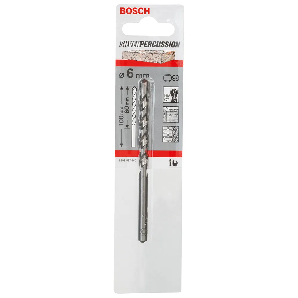 BOSCH 6 x 100mm Silver Percussion Masonry Drill Bit