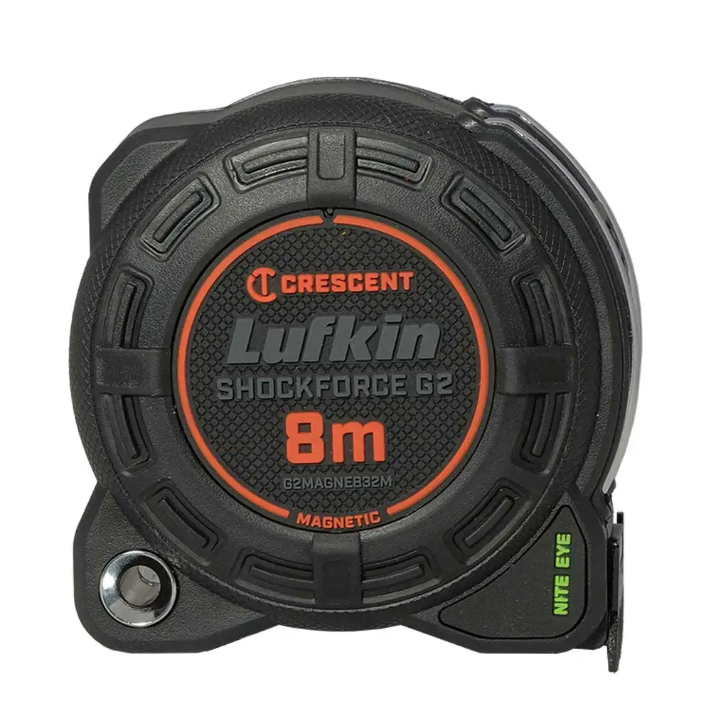 CRESCENT LUFKIN 8m x 32mm Shockforce Nite Eye Gen 2 Magnetic Tape Measure - Black G2MAGNE832M