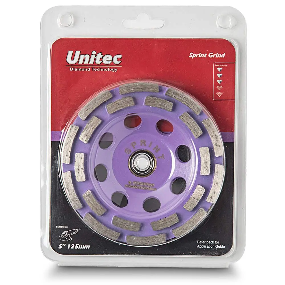 UNITEC 125mm Double-Row General Purpose Diamond Grinding Cup - SPRINT U-5DRCSPRINT