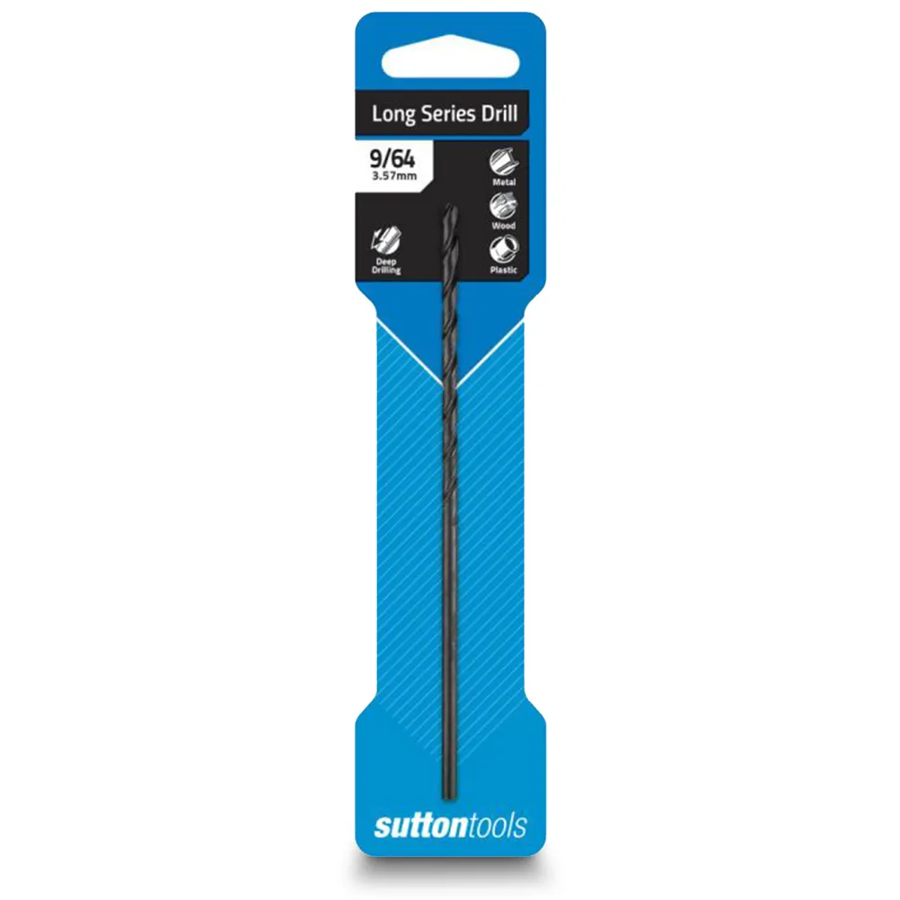 SUTTON 9/64inch x 137mm Metal Drill Bit Long Series HSS BLUE BULLET D1100357