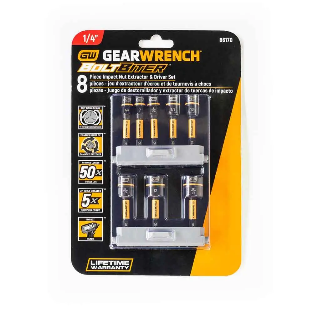 GEARWRENCH 8 Piece Bolt Biter Nut Extractor & Driver Set 86170