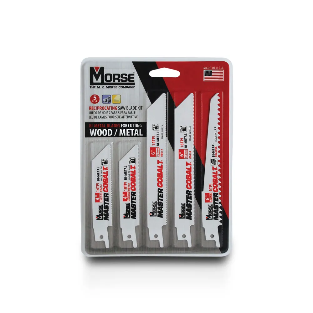 MORSE Bi-Metal Reciprocating Saw Blade Kit - Wood/Metal - 5 Piece