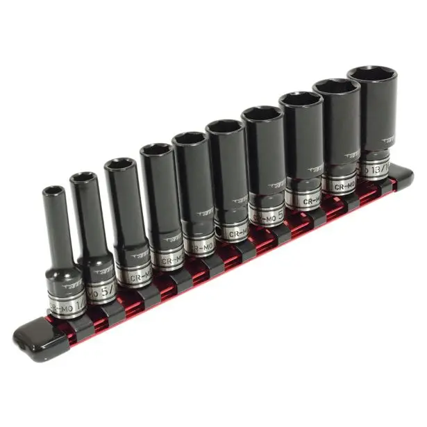 TTI 10 Piece 3/8inch Drive Metric Deep Impact Socket Rail Set TT38D10ISSM
