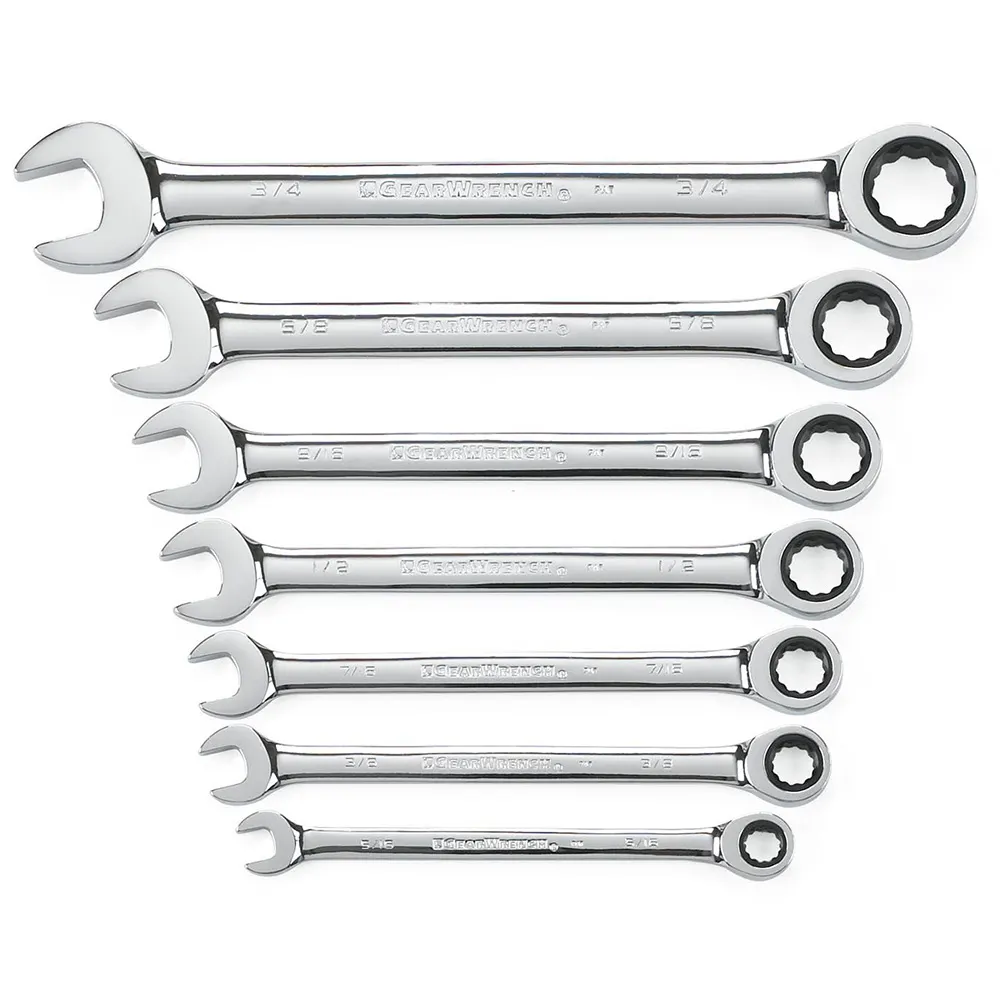 GEARWRENCH 7 pcs 12 Point SAE Combination Ratcheting Wrench Set 9317
