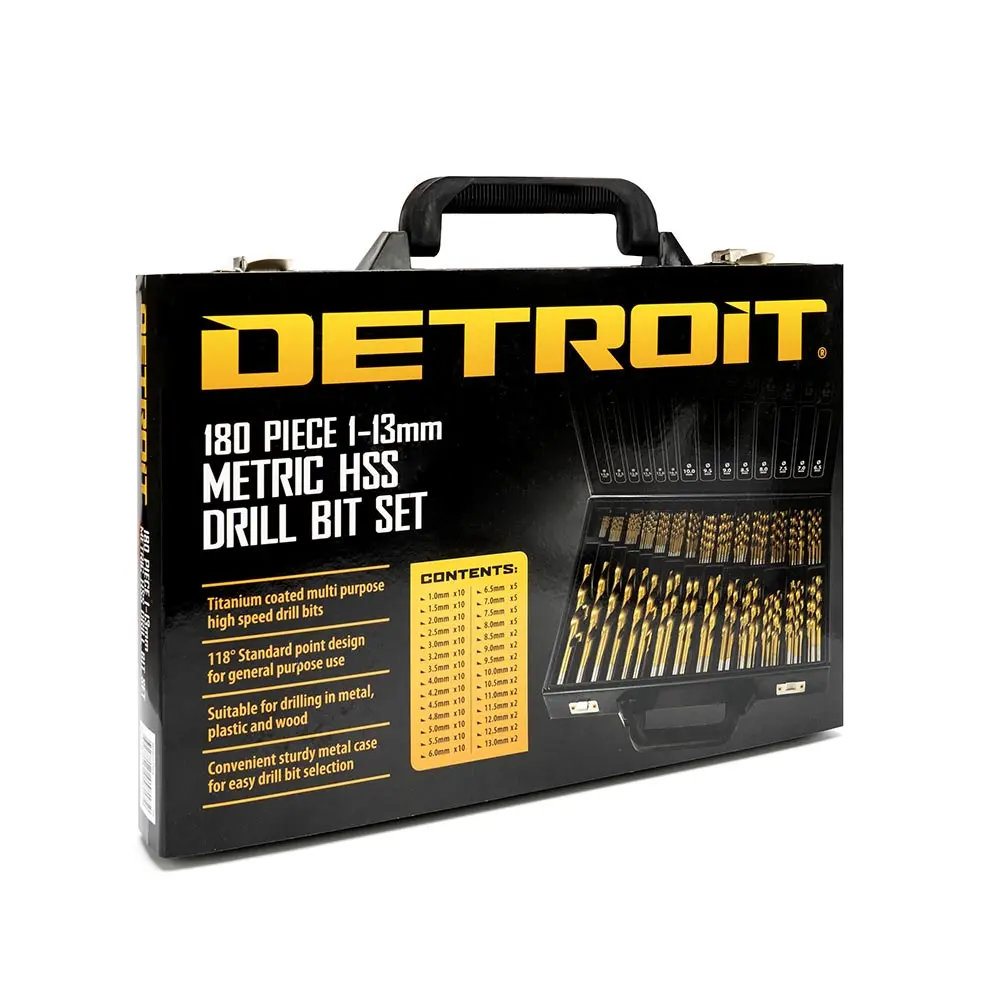 DETROIT 180 Piece 1-13mm Ti-Nite Jobber Drill Bit Set DTIN180PC