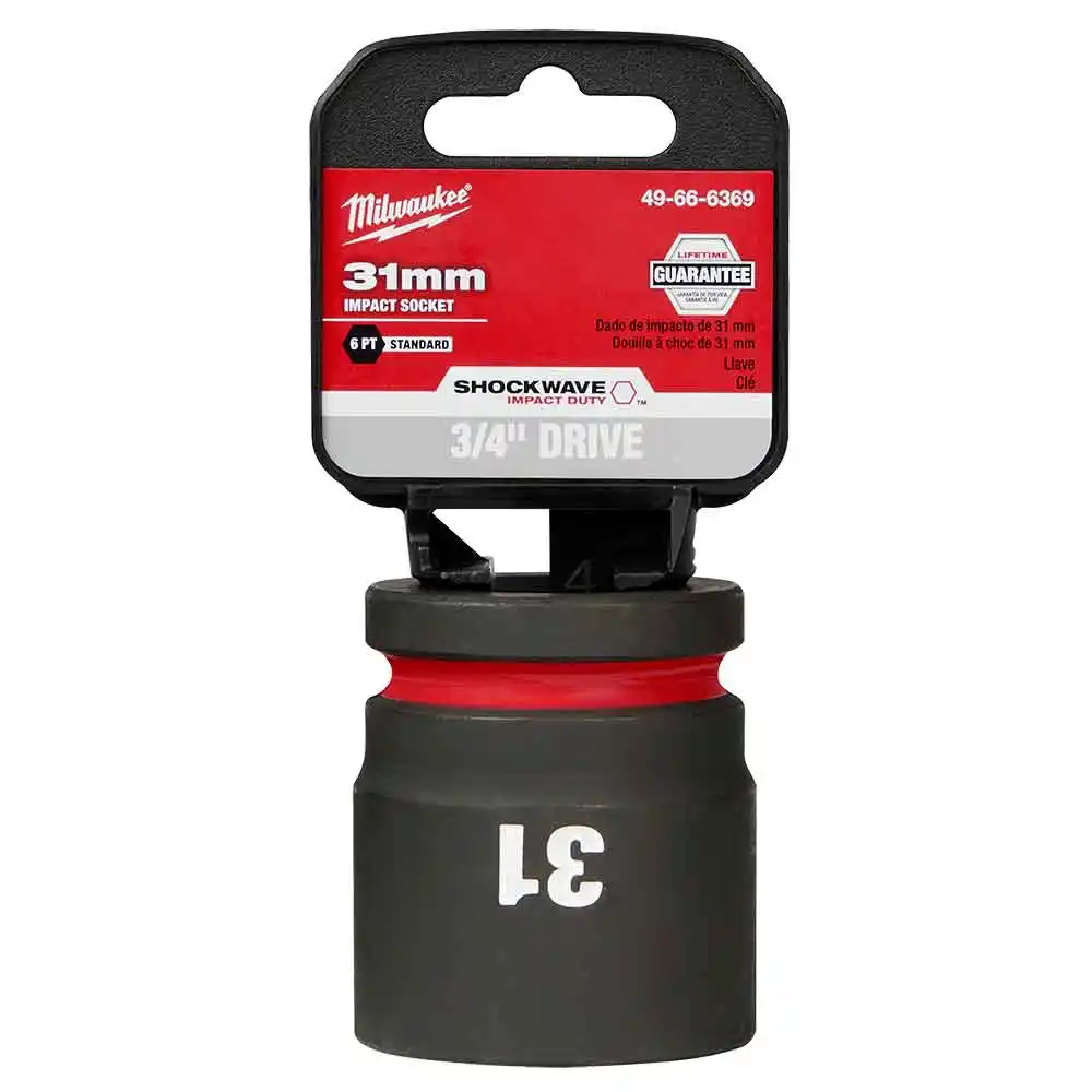 MILWAUKEE SHOCKWAVE 3/4inch Drive 31mm Standard 6 Point Impact Socket 49666369