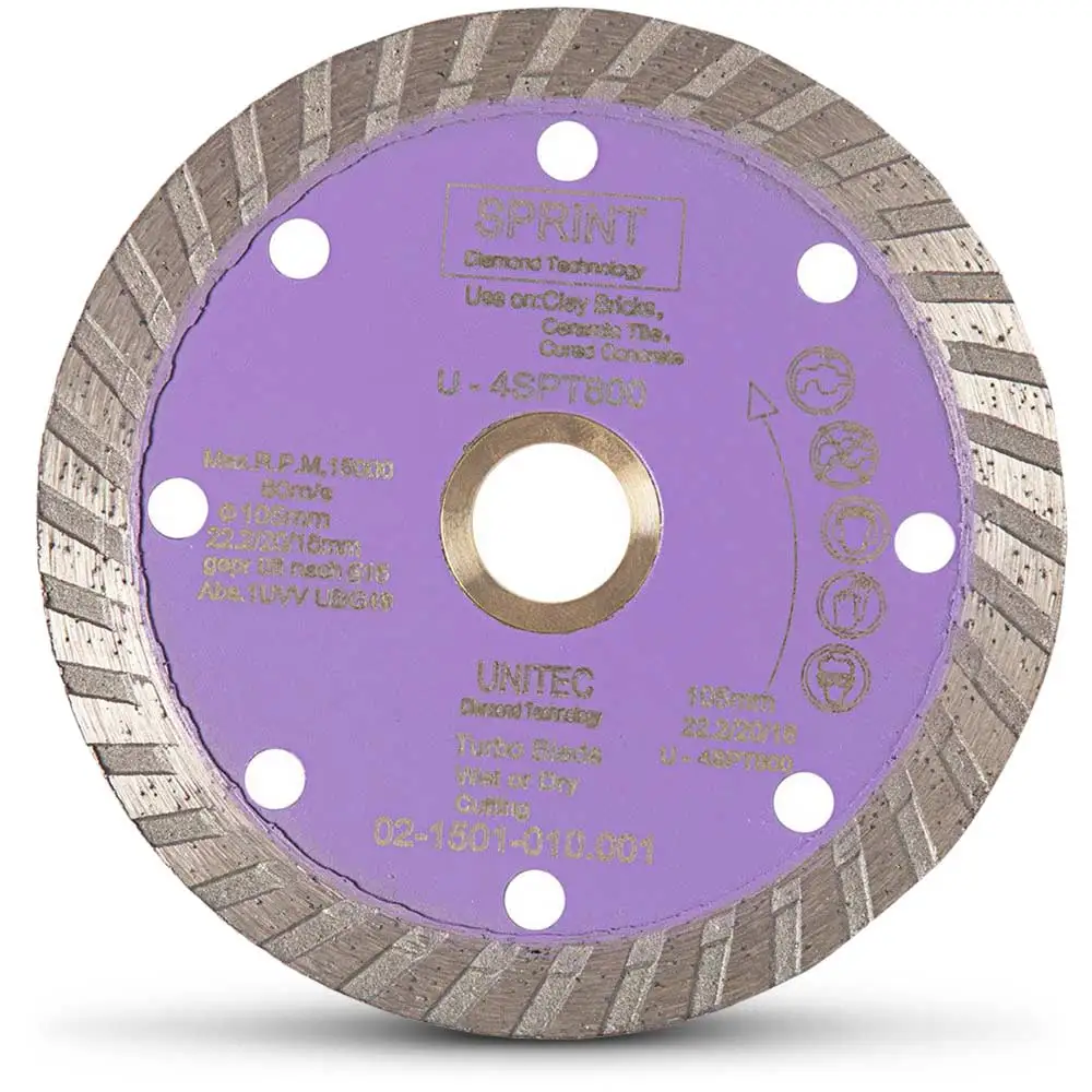 UNITEC 100x20/16mm Turbo Diamond Blade for General Purpose Cutting - SPRINT U-4SPT800