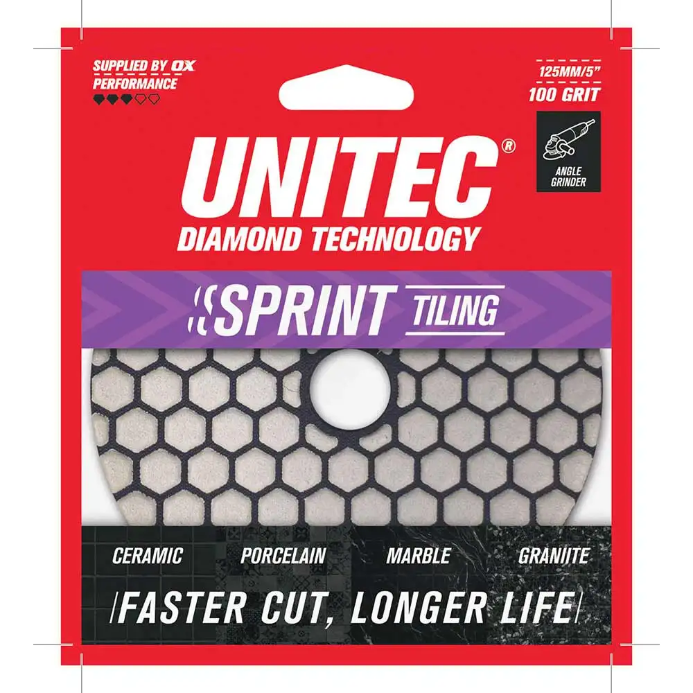 UNITEC 125mm 100-Grit Hook & Loop Diamond Polishing Pad U-100DDPP