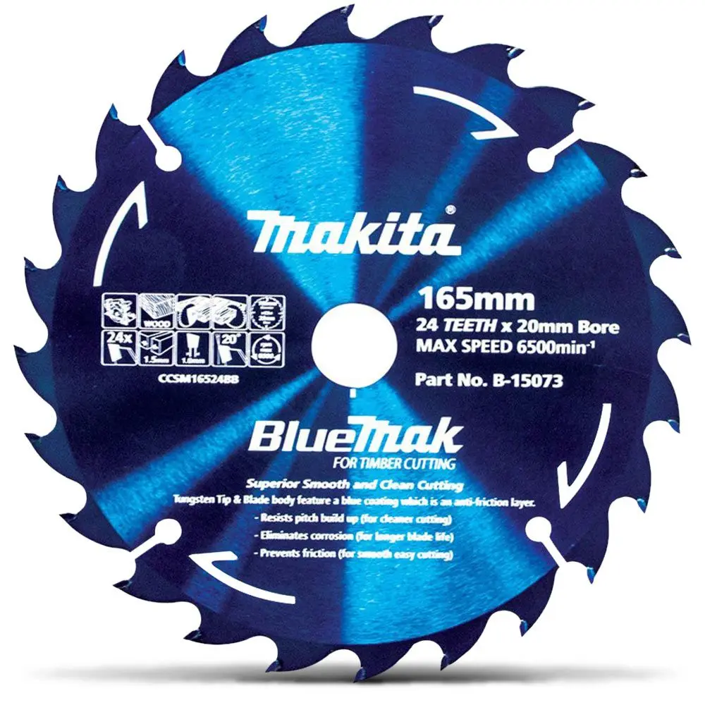 MAKITA 165mm 24T TCT Circular Saw Blade for Wood Cutting - Cordless Saws - BLUEMAK B15073