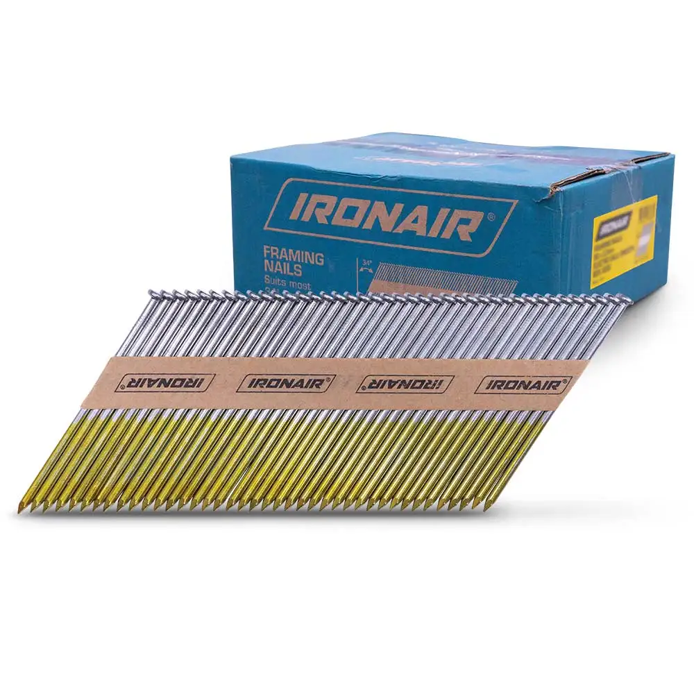 IRONAIR 75mm D-Clip Hot Dip Galv Framing Nails 3000 Box IFRDCHDG34
