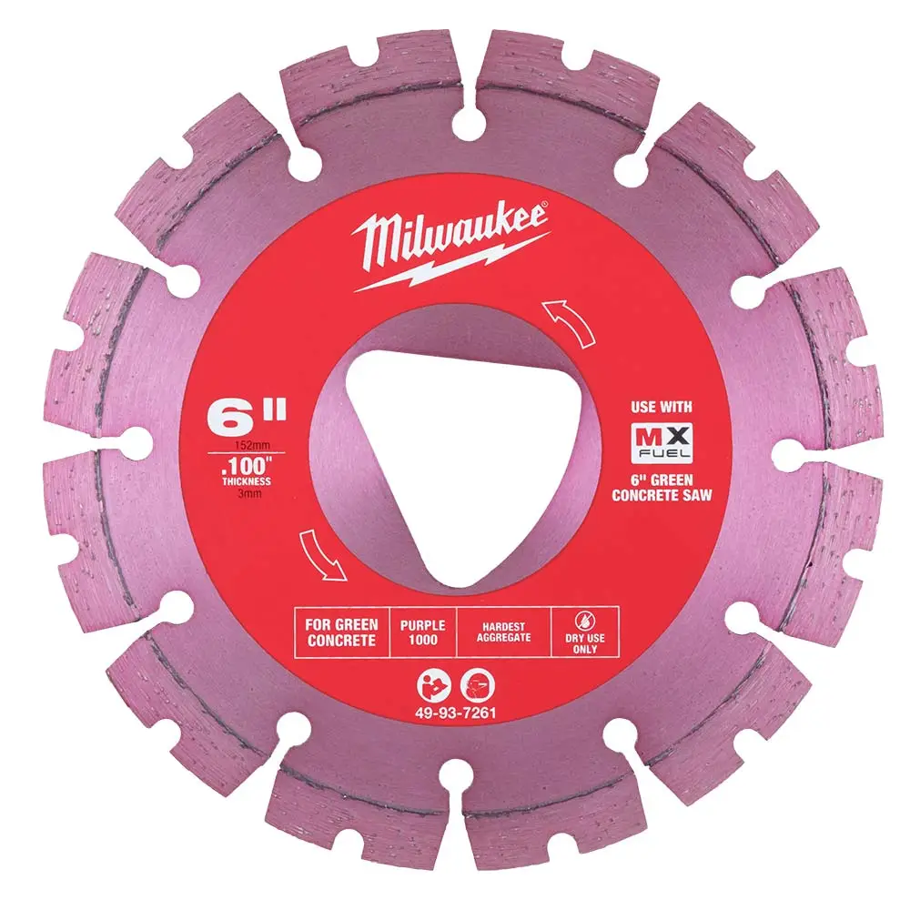 MILWAUKEE 150mm 6inch Green Concrete Diamond Blade - Purple 49937261
