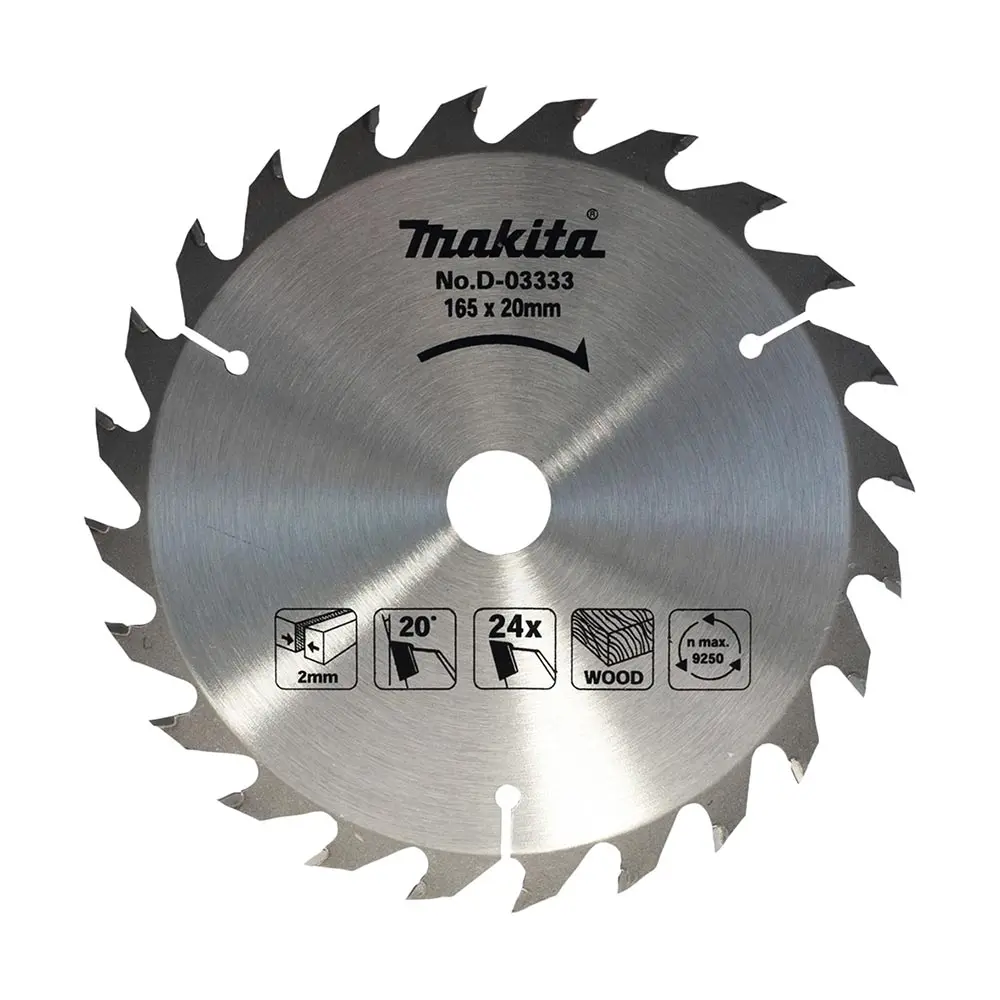 MAKITA 165mm x 20mm x 24T Standard TCT Saw Blade D-03333