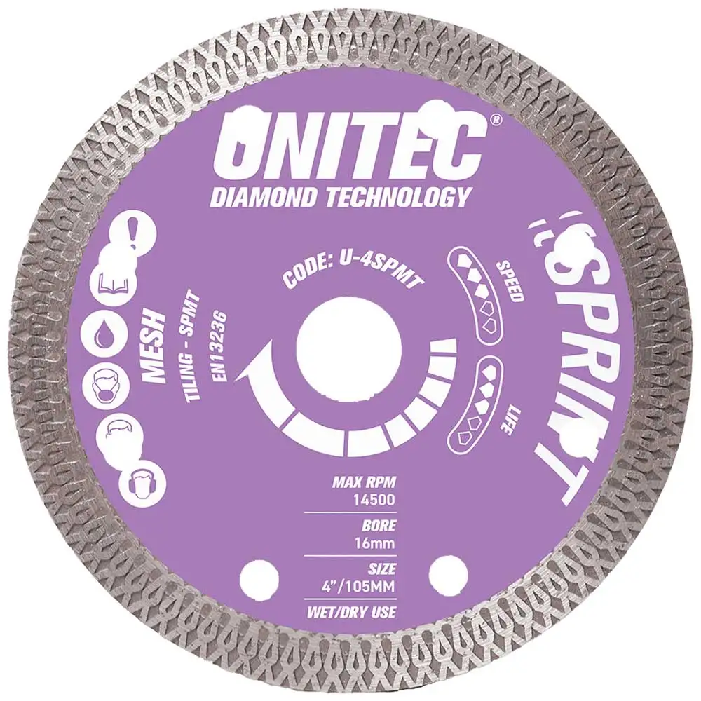 UNITEC 105mm Turbo Diamond Blade For Tiling Cutting - Sprint U-4SPMT