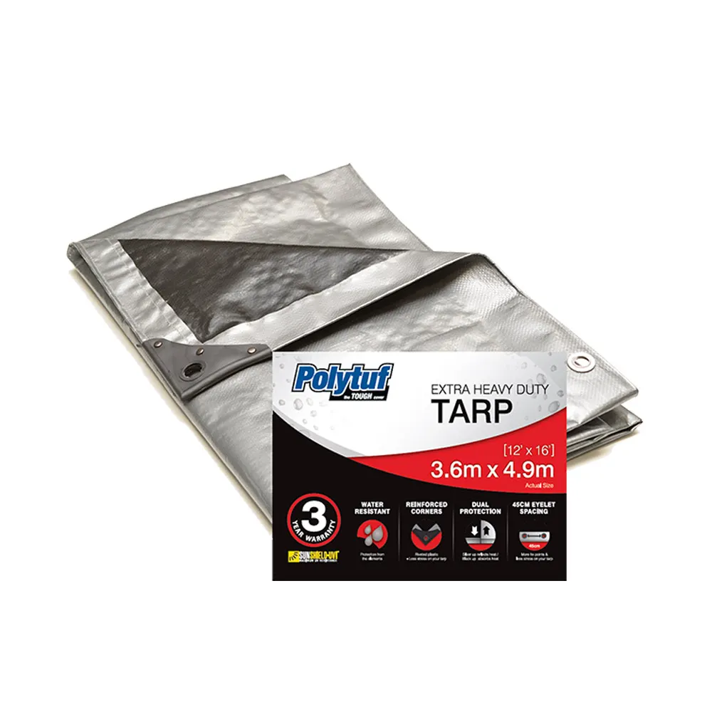 POLYTUF 3.6m x 4.9m Silver Black Heavy Duty Tarp SB1216