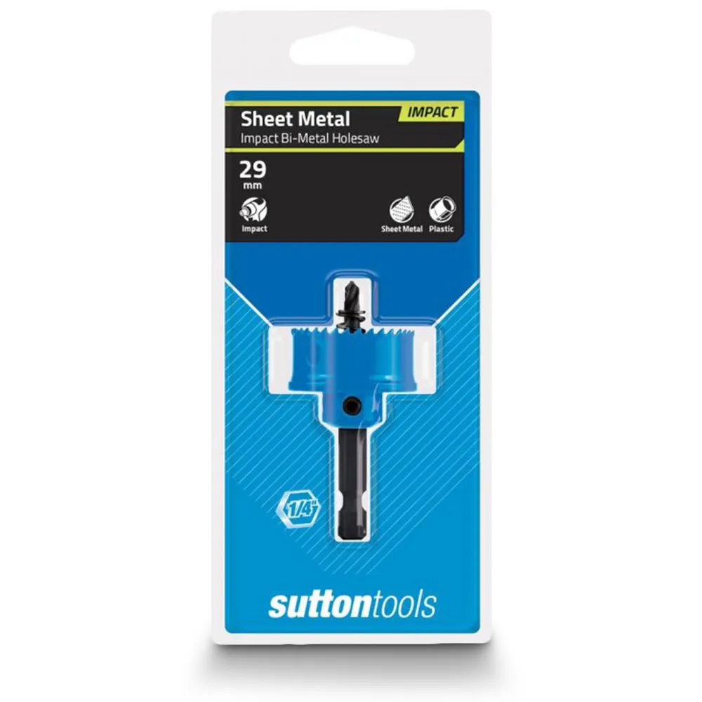 SUTTON 29mm 1/4-Hex Shank Bi-Metal Sheetmetal Holesaw