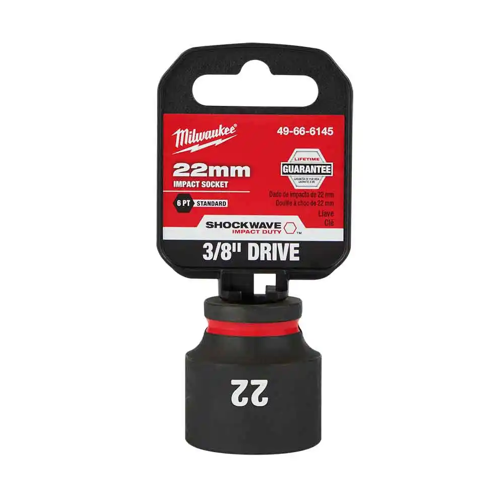 MILWAUKEE SHOCKWAVE 3/8" Drive 22mm Standard 6 Point Impact Socket 49666145