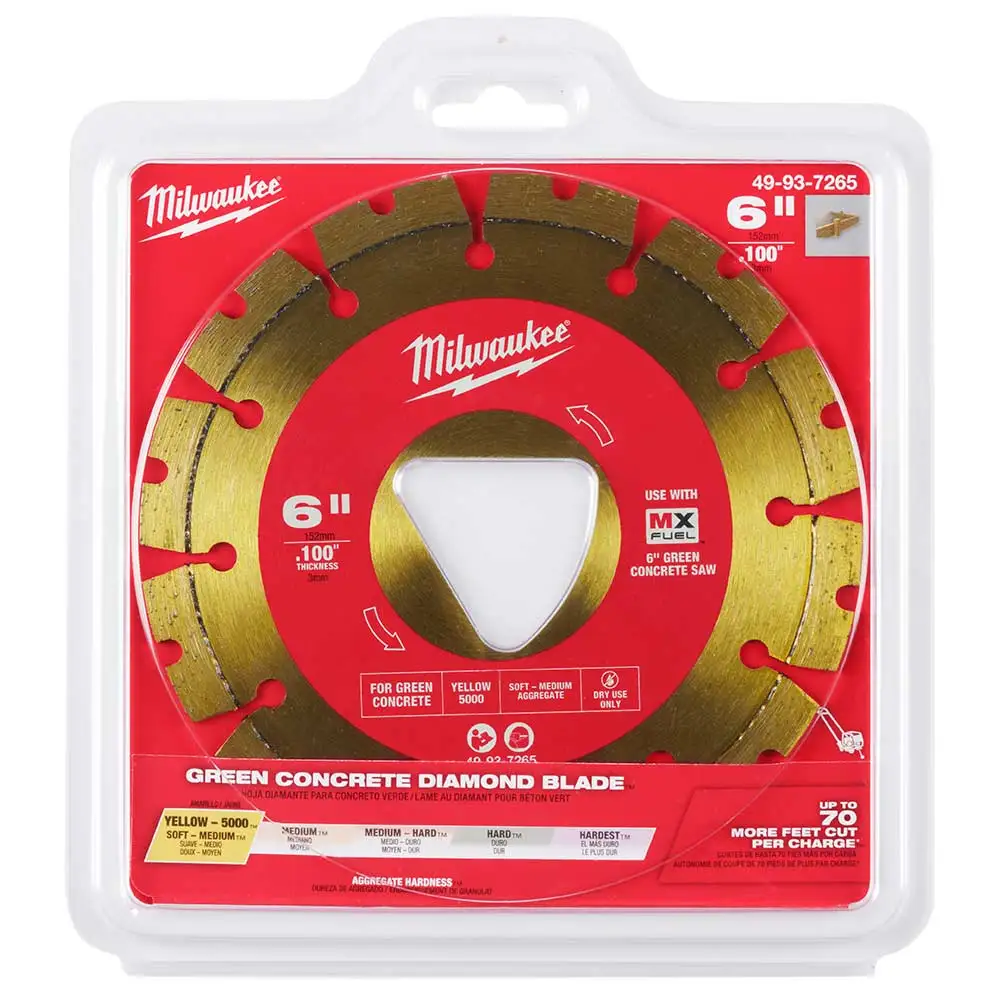 MILWAUKEE 150mm 6inch Green Concrete Diamond Blade - Yellow 49937265
