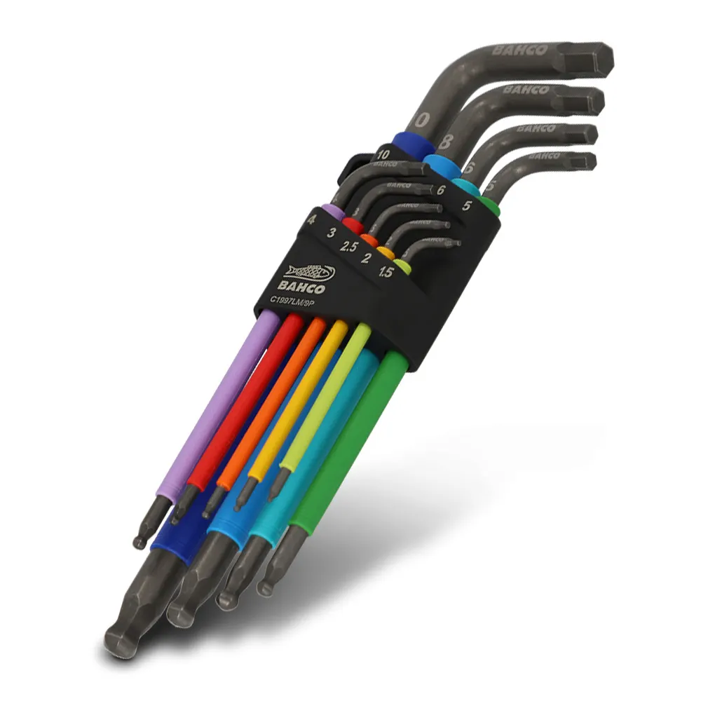 BAHCO Metric Long Ball End Coloured Hex L-Key Set - 9 Piece C1997LM/9P