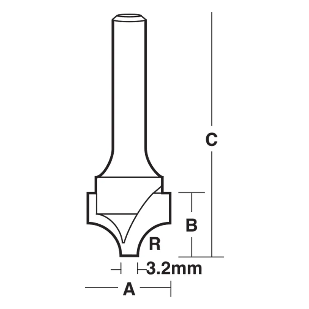 CARBITOOL Router Bit TCT Beading 1/8inch -Radius 1/2inch -Shank TBB 4 1/2