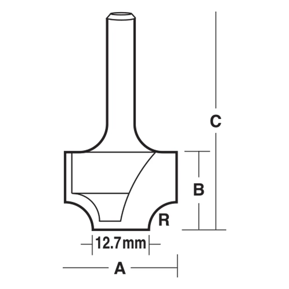 CARBITOOL Router Bit TCT Wide Point Beading 1/8-Radius 1/4inch -Shank TBW 4