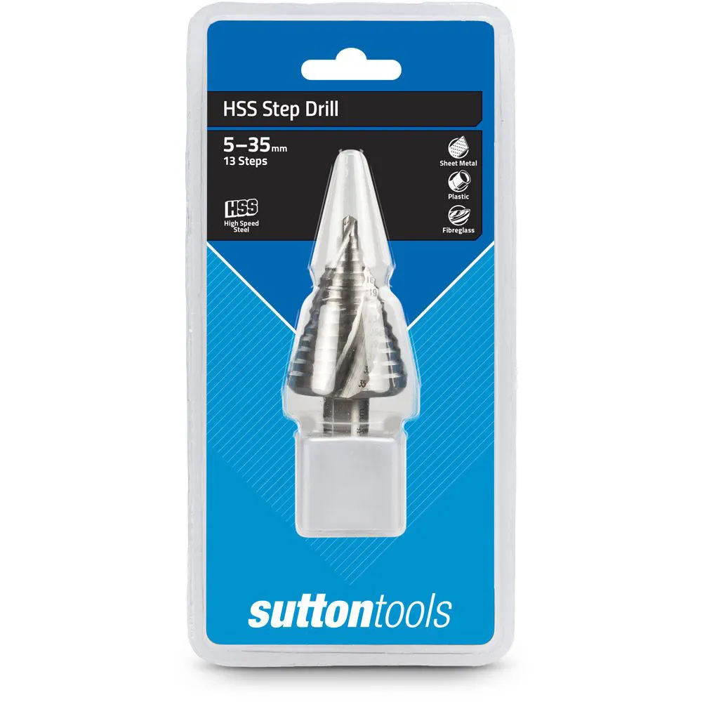 SUTTON 5-35mm 13-Step HSS Spiral Flute Step Drill Bit
